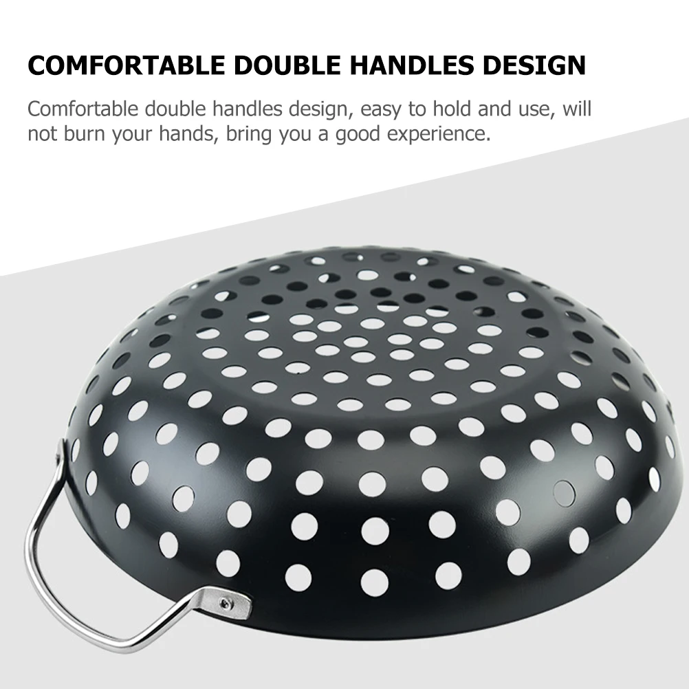 

Small Size BBQ Pan Metal Grill with Holes for Vegetable Barbecue Camping Drain Basket Heat Resistance Strong Durable Kitchen