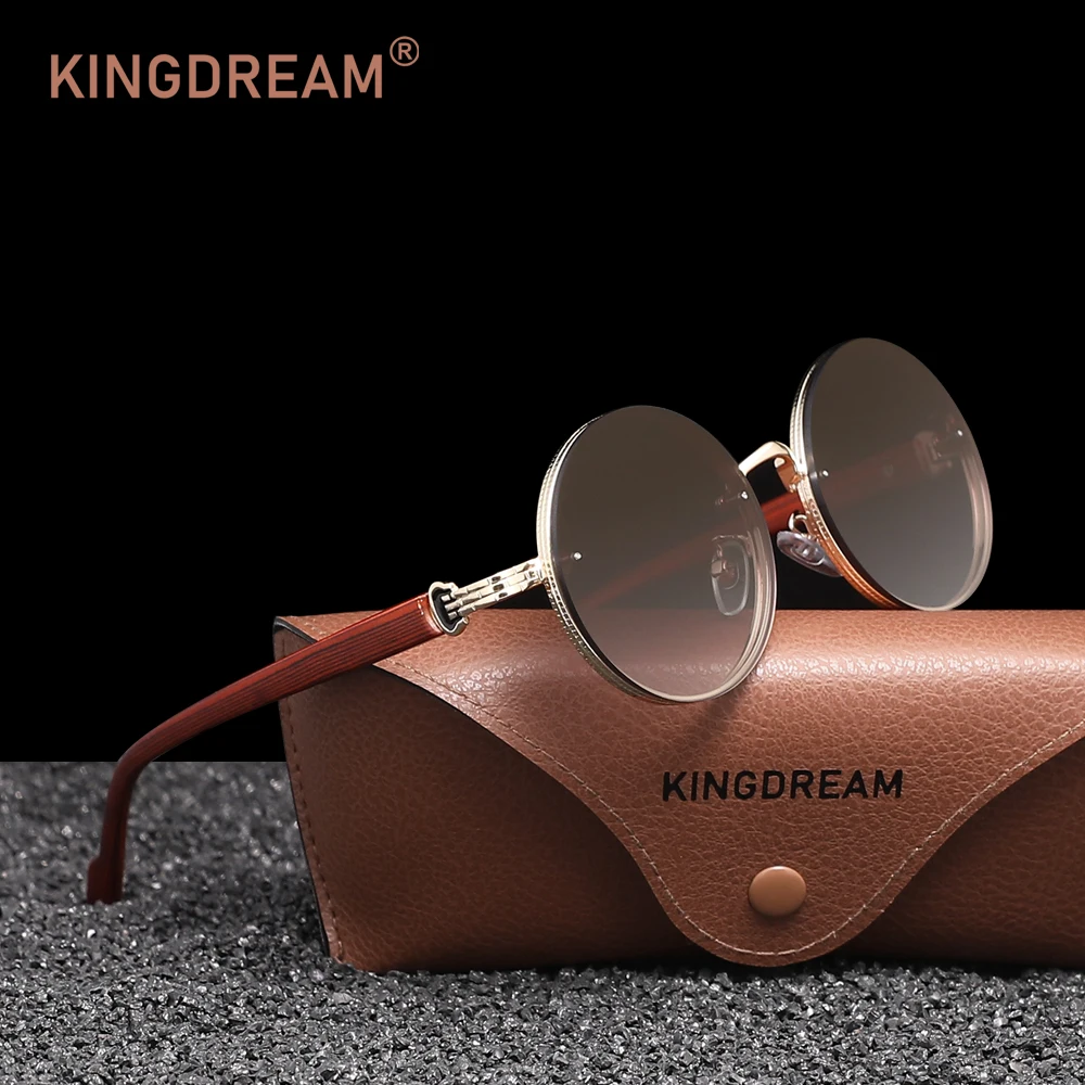 KINGDREAM Retro Exquisite runde Sonnenbrille, trendige Freizeitbrille für Damen, polarisiert, UV400, Vintage-Stil, zum Fahren