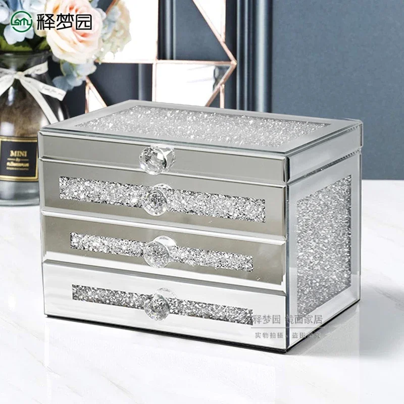 European jewelry box, high-end exquisite desktop light luxury jewelry storage box, wedding gift for girlfriends D1118