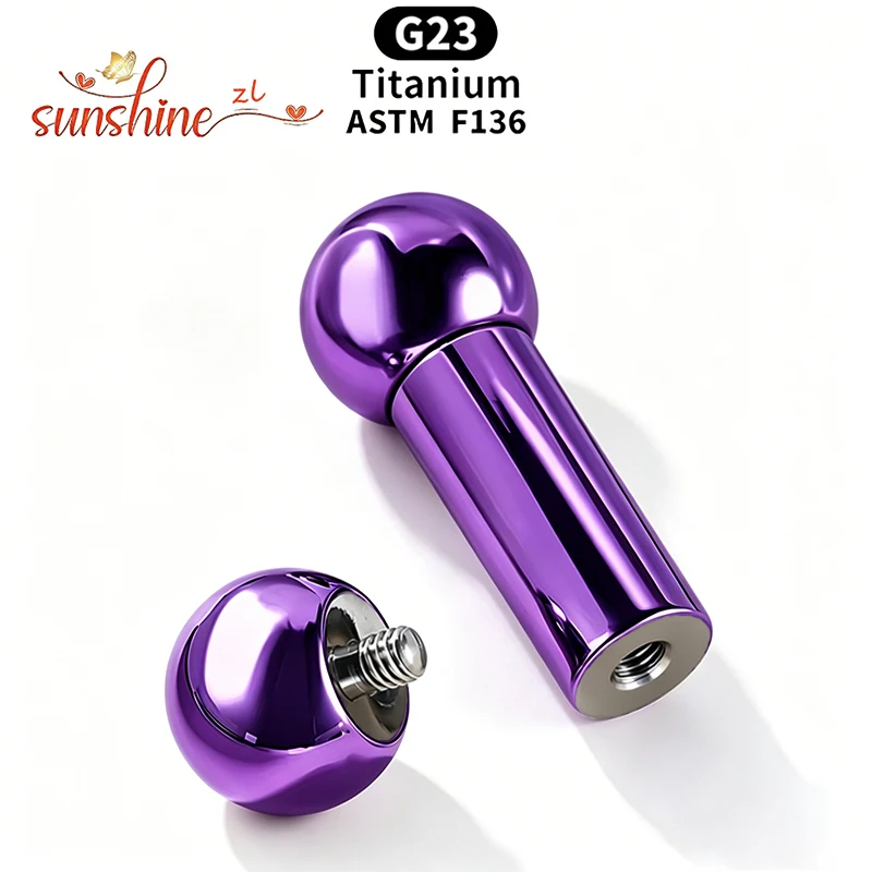 Implantatgeeignetes Titan ASTM F136 Internes Gewinde Gerade Barbells Zungenpiercing Ohrringe Piercing-Schmuck Stab 1 Stück/Los Eloxiert