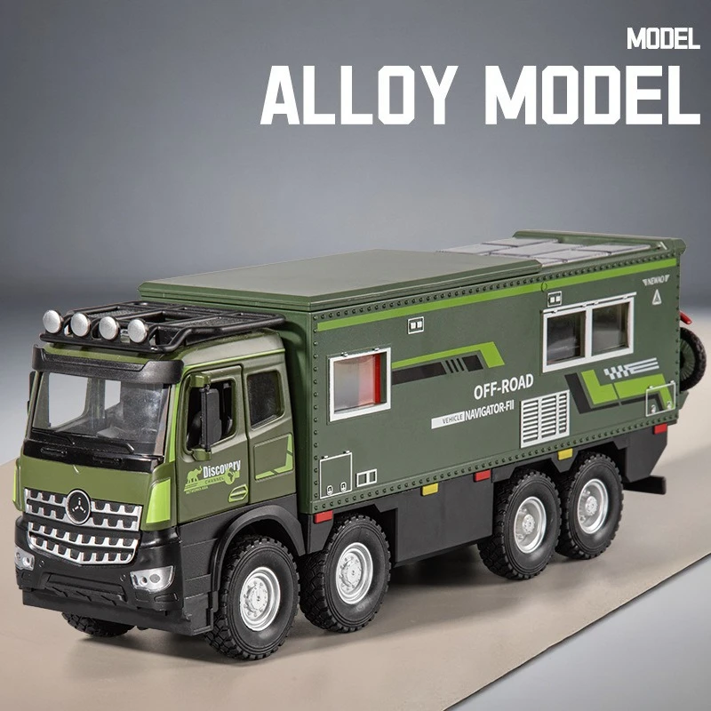 Simulation 1/18 Alloy Nomadison RV Model Pull-Back Sound and Light Toy Car Simulation Camping Vehicle Children Boy Gift