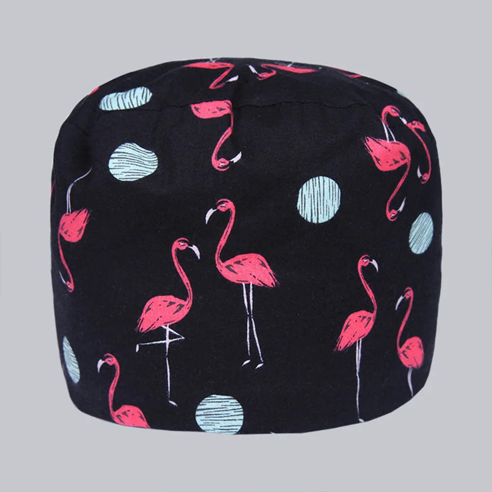 2pcs Cotton Creative Working Cotton Working Hat Flamingo Pattern Hat (Black + Red) printed cap printed cotton cap