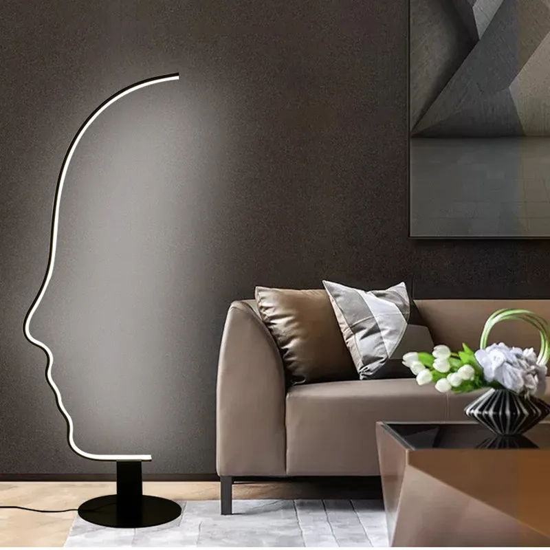 New Modern Fashion Creative Design Human Face Decor Led Floor Lamp Home Bedroom Living Room Indoor Lighting Bedside Lamp Light