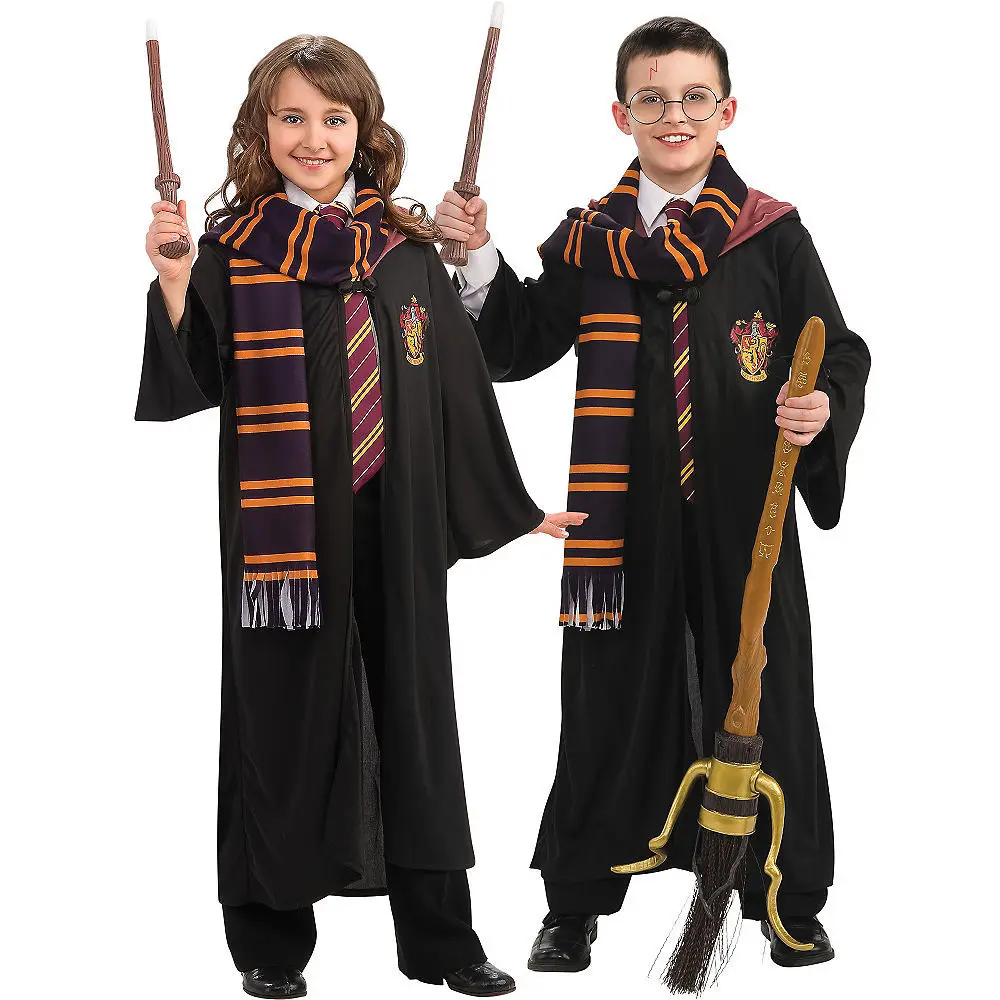 Cosplay Potter Costume Magic Robe Cape Hermione Suit Tie Scarf Wand Glasses Godric Gift Cosplay Halloween Party Clothes