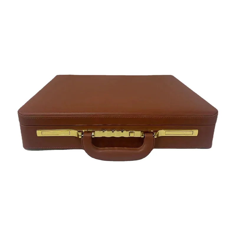 Vintage PU Leather Attorney Briefcase - Water-Resistant Business Document Bag with Password Lock &  Laptop Compartment