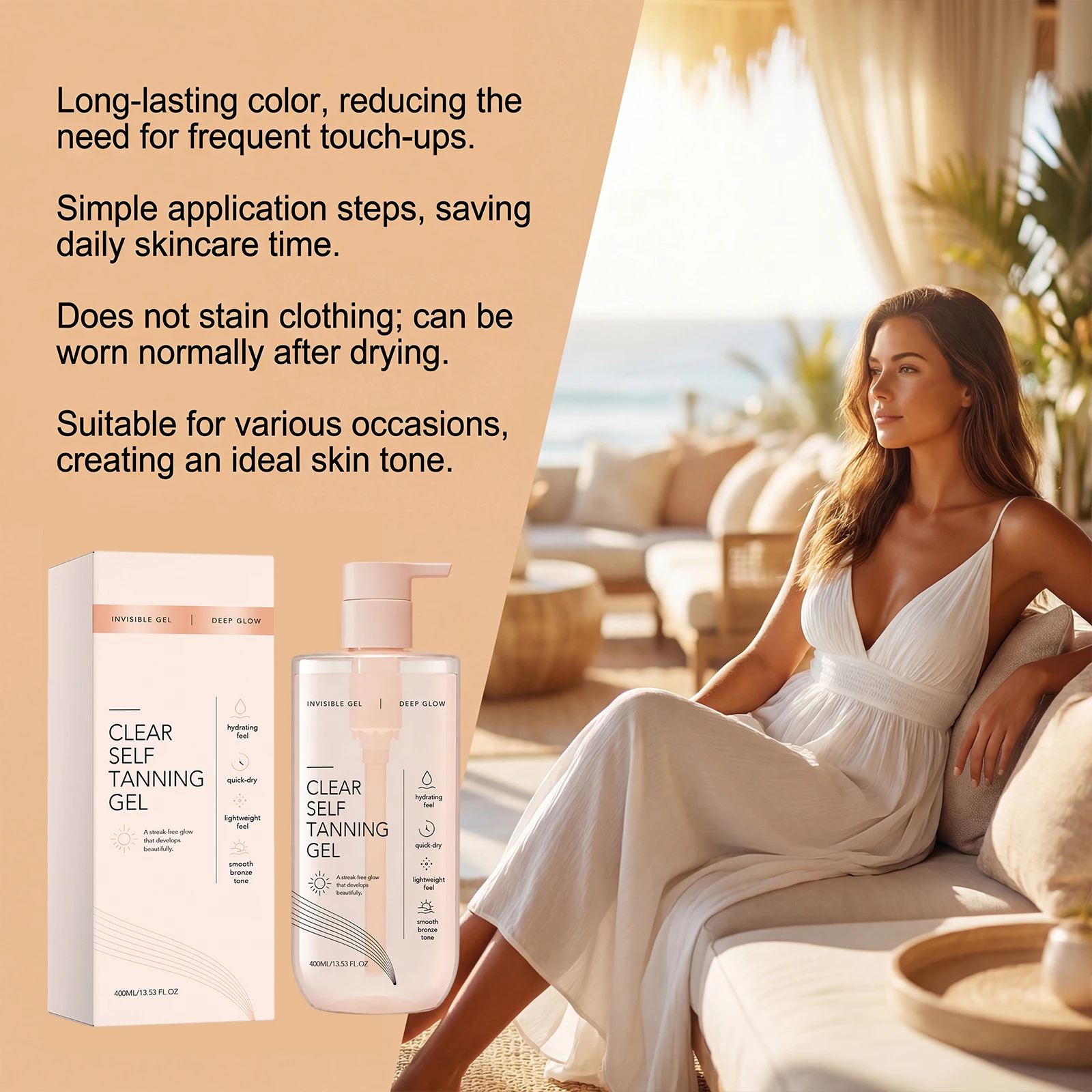 Self Tanning Gel & Micro Needle Patch & Strawberry Body Scrub Set Bronze Glow Natural Look Hydrating Body Face Sunless Tanner