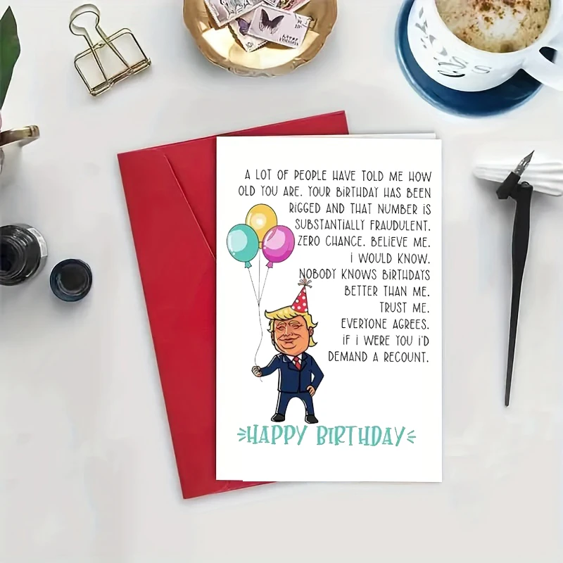 1pc Creative Trump Birthday Greetings Card Fun Birthday Cards for Men and Women,gift Card