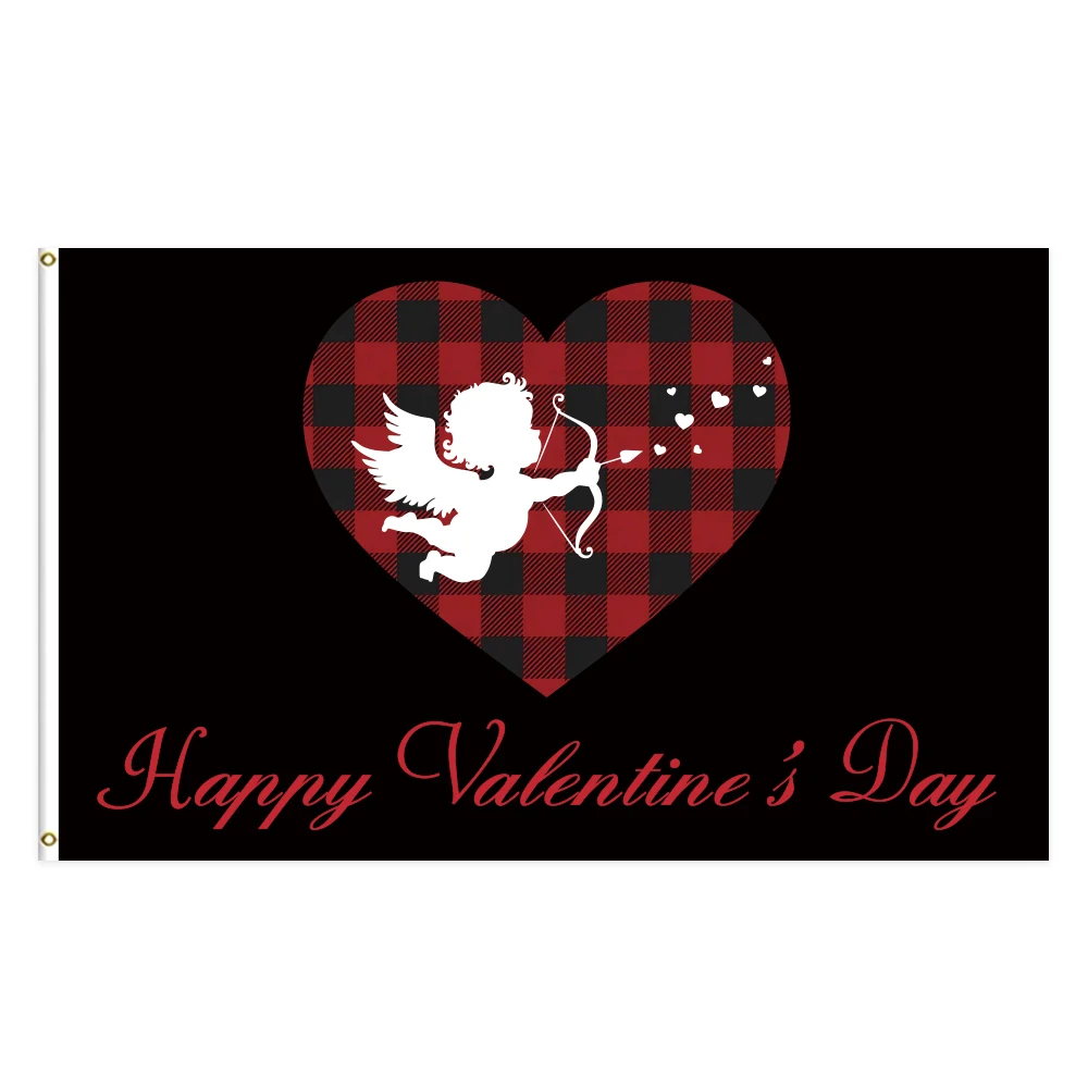 Happy Valentine Day Flag Banner Indoor and Outdoor Decor with 2 Brass Grommets