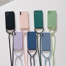 Crossbody Strap Lanyard Phone Case For Samsung Galaxy S24 S23 S22 S21 S20 FE S10 S20 Ultra Note 20 10 Plus Silicone Cover