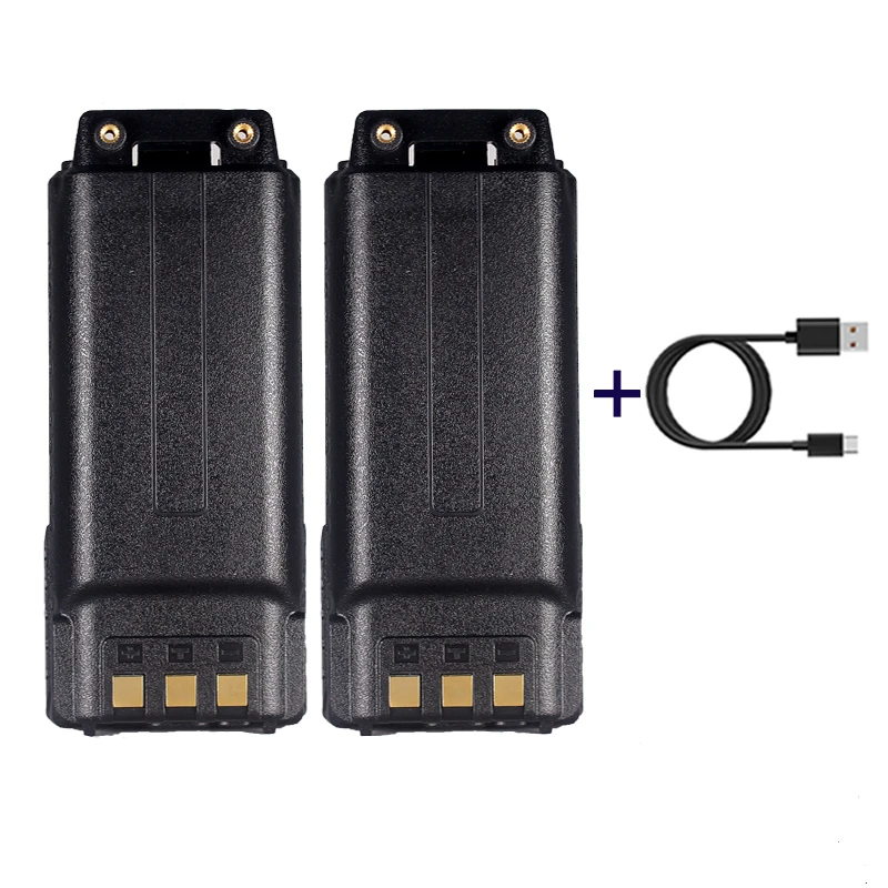 For Walkie Talkie BF-F8HP UV5R UV-5RE BF-F9 5RB 5RL GT-5R Radios Extended UV-5R Battery 3800 MAh USB C Charger Enlarged