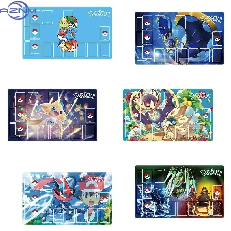 Anime Legendary Moon & Star Pokemon Monster TCG Playmat, Non-Slip Waterproof Card Game Desk Mat