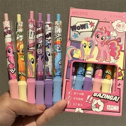 6pcs Kawaii Anime Peripheral My Little Pony Cartoon Black ST Quick-dry Gel Pen Diary Marker Pen Pupil Stationery Festivals Gift