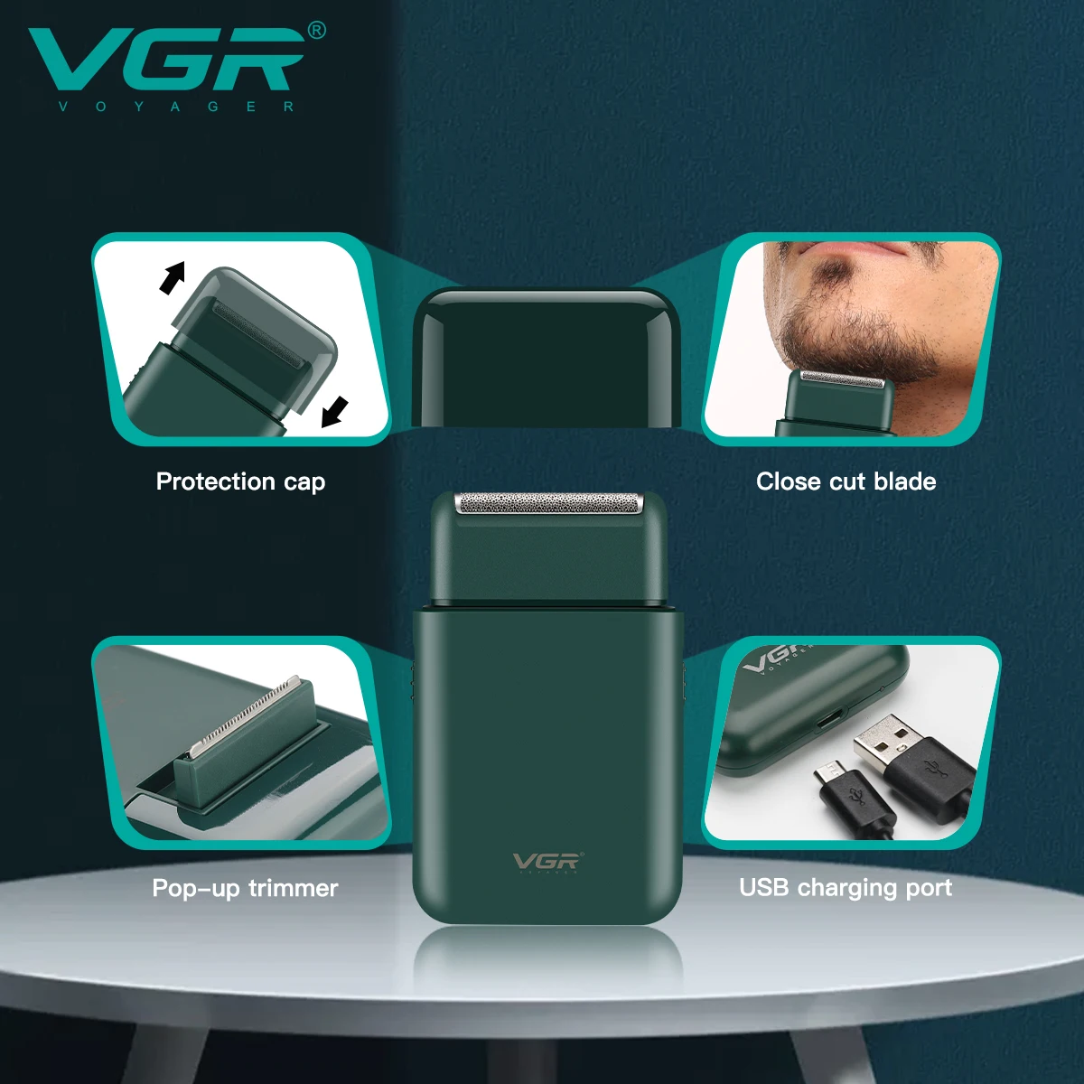 VGR Razor Professional Electric Shaver Mini Beard Trimmer Shaving Machine Shaving Machine Razor Electric Razor for Men V-390