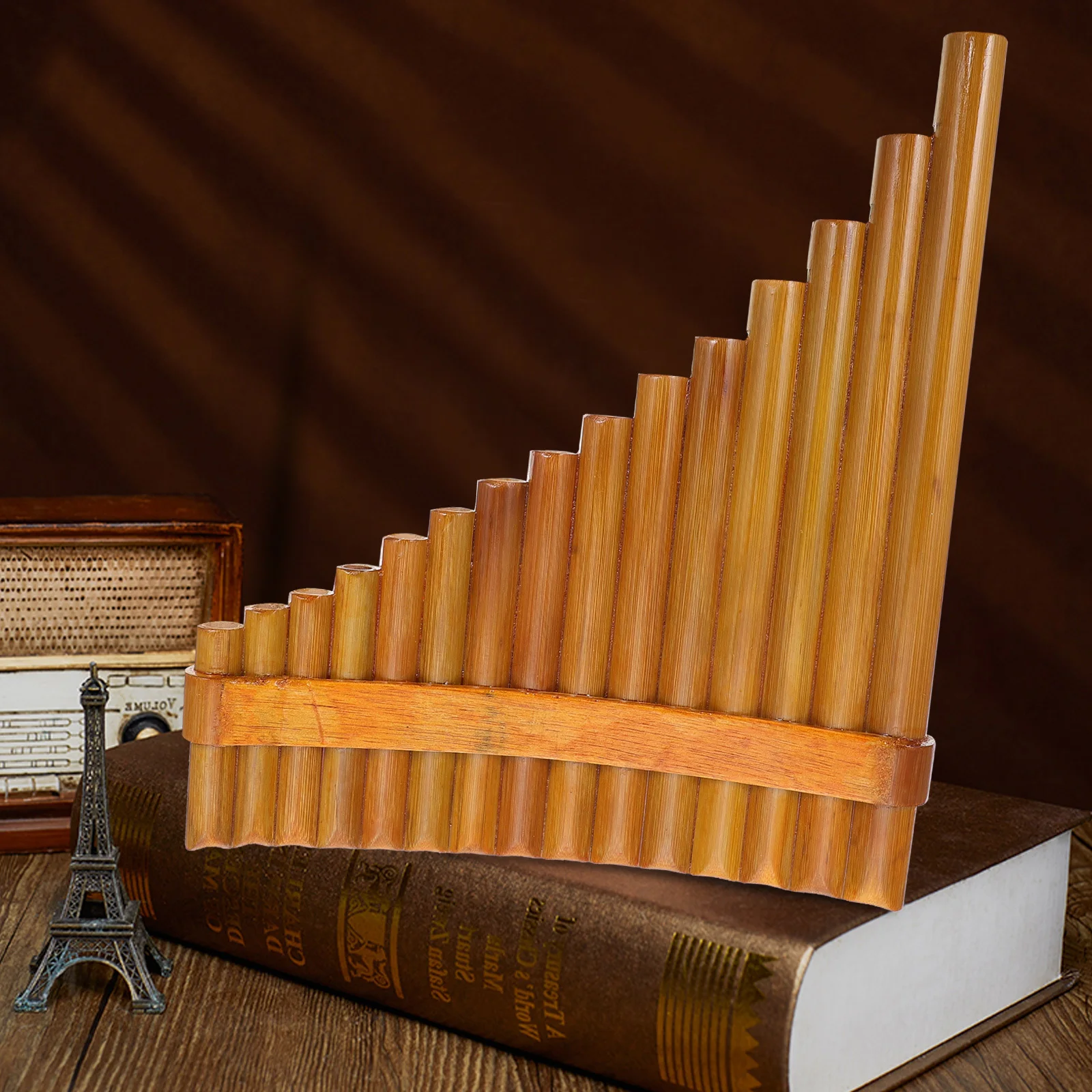 

1Set Bamboo 15-Pipe Pan Flute Educational Panpipe Portable Beginner Musical Instrument Professional Panpipe Wood Color