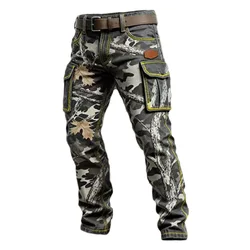 Pantalones de trabajo rectos tácticos con múltiples bolsillos