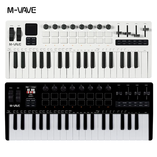 Imagen 1 del producto M-VAVE SMK 37 PRO Teclado MIDI RGB de 37 teclas con 16 almohadillas de batería Fuente de sonido Conexión multisistema inalámbrica Soporte para músicos