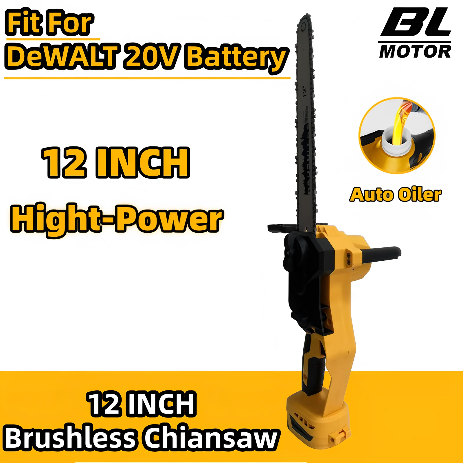 Brushless 12 Inch Chainsaw Automatic Oiler High-Power Electric Cordless Chain Saw Pruning Power Tools For Dewalt 18V 20V Battery