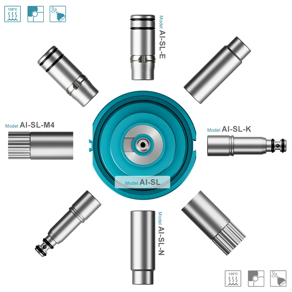 AI-SL Smile/Aiko Series Dental Handpiece Oil Spray Lubrication Tool Oiling Base or M4/E/K/N 4 types Nozzle Adapters Options