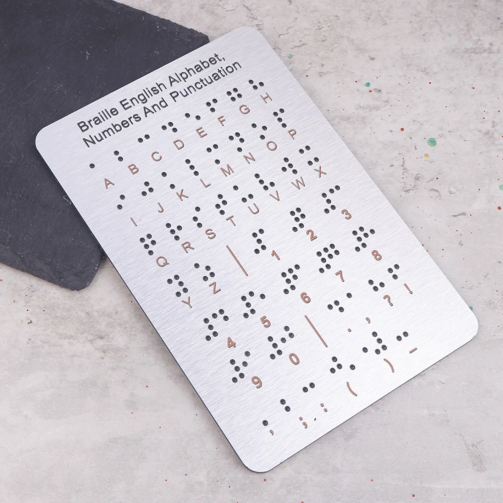 点字学習ボード-印刷文字点字練習ボード-教育ツール-ブラッシュ仕上げ-文字記号