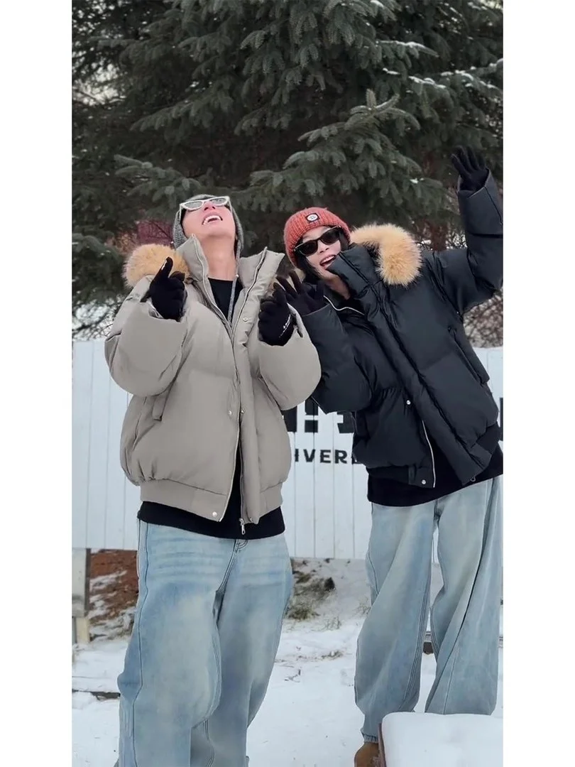 

Куртка из искусственной кожи с отстегивающимся меховым воротником, утепленная хлопком, теплая зимняя куртка, повседневная молодежная модная куртка, защищающая от холода