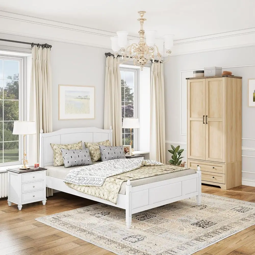 Open drawer and main chamber of Natural Birch Armoire