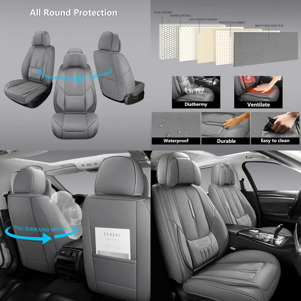 

Full Coverage Leather Car Seat Covers for Cars,SUVs and Pick-up Trucks,Car Seat Protector,Automotive Seat Covers,Car Seat Cushio