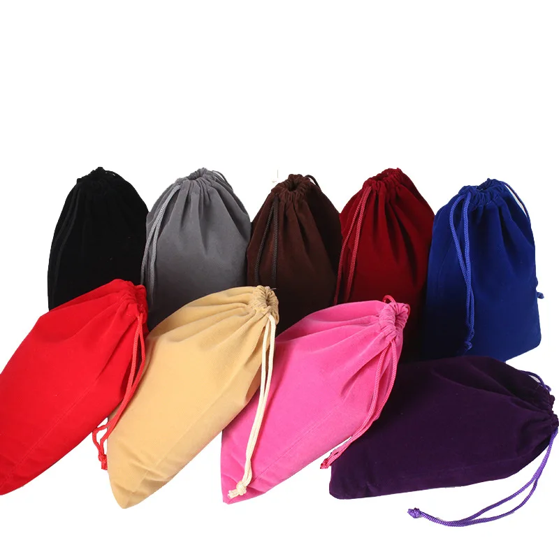 15x20cm 10x25cm 20x30cm Velvet Drawstring Bags Jewelry Packing Wedding Storage Pouches Gift Wrap Pocket String Rope Style