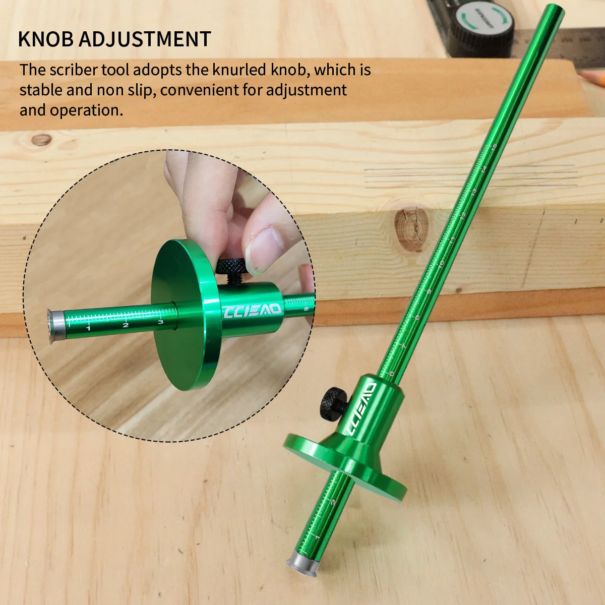 Aluminum Alloy Wheel Marking Gauge, Dual‑Scale Parallel Line Scriber, Adjustable Knob Woodworking Marking Ruler for Layout Work