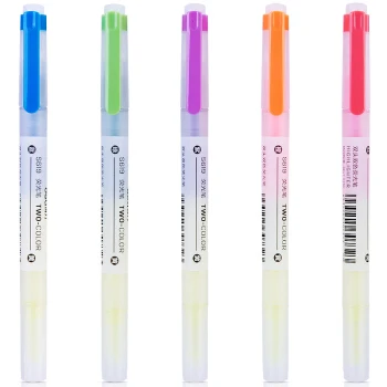 15pcs/lot Deli S619 Bright Color Fluorescent Pen Student White Collar Color Key Marking Note Number Pen Slant Head Painting Pen