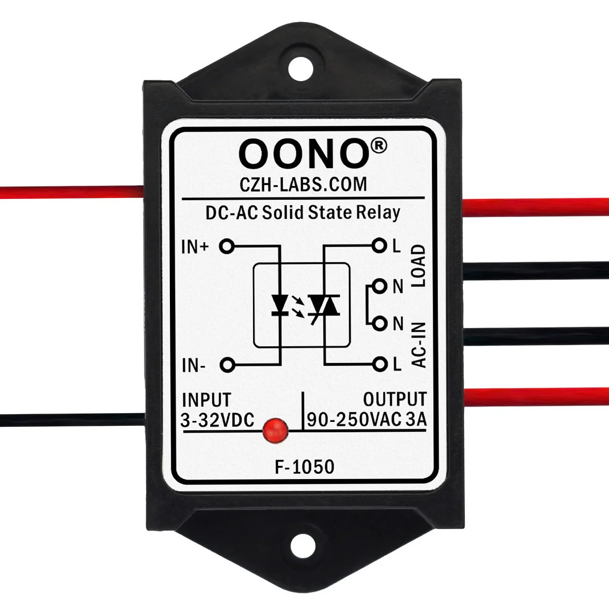 Wired DC-AC 3Amp Isolated Solid State Relay Module, SSR in 3-32VDC out 90-250VAC