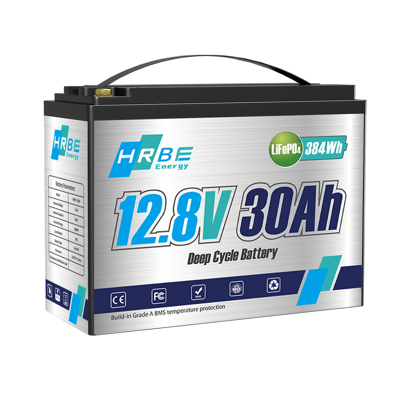 12 V 30 Ah LiFePO4-Batterie, wiederaufladbare Lithiumbatterie über 3000 Deep Cycle für