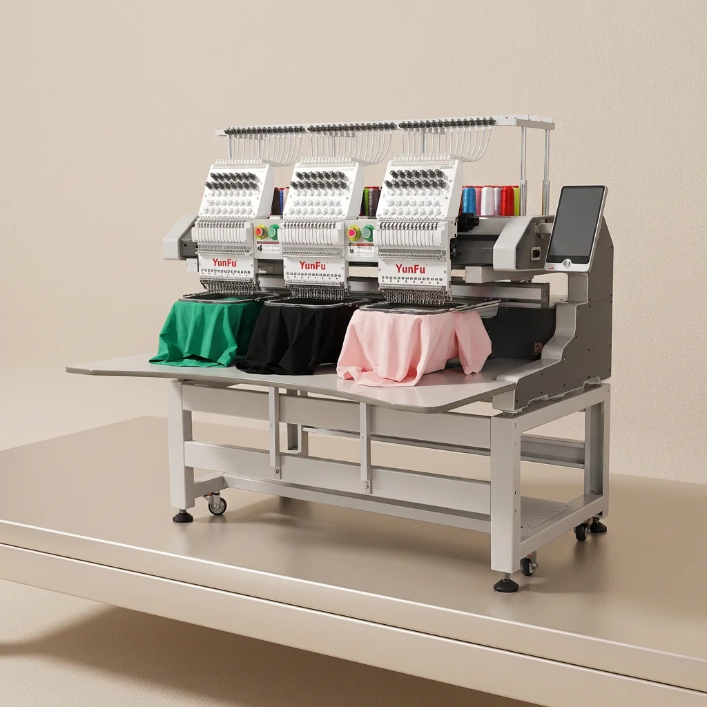 3-Head Digital Automatic Embroidery Machine 9 Needles 1200 RPM Home Use New Bearing Core Excellent for Cap Decoration