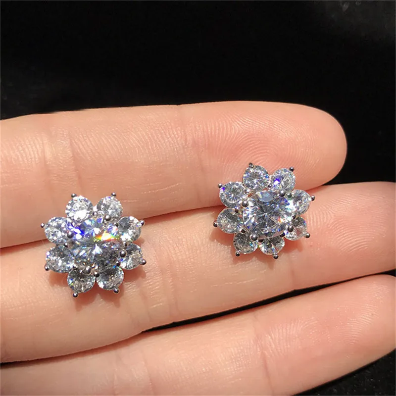 CC Jewelry Sets For Women Zirconia Snowflake Necklace Pendant Ring Stud Earrings 3PCS Drop Shipping CCAS222