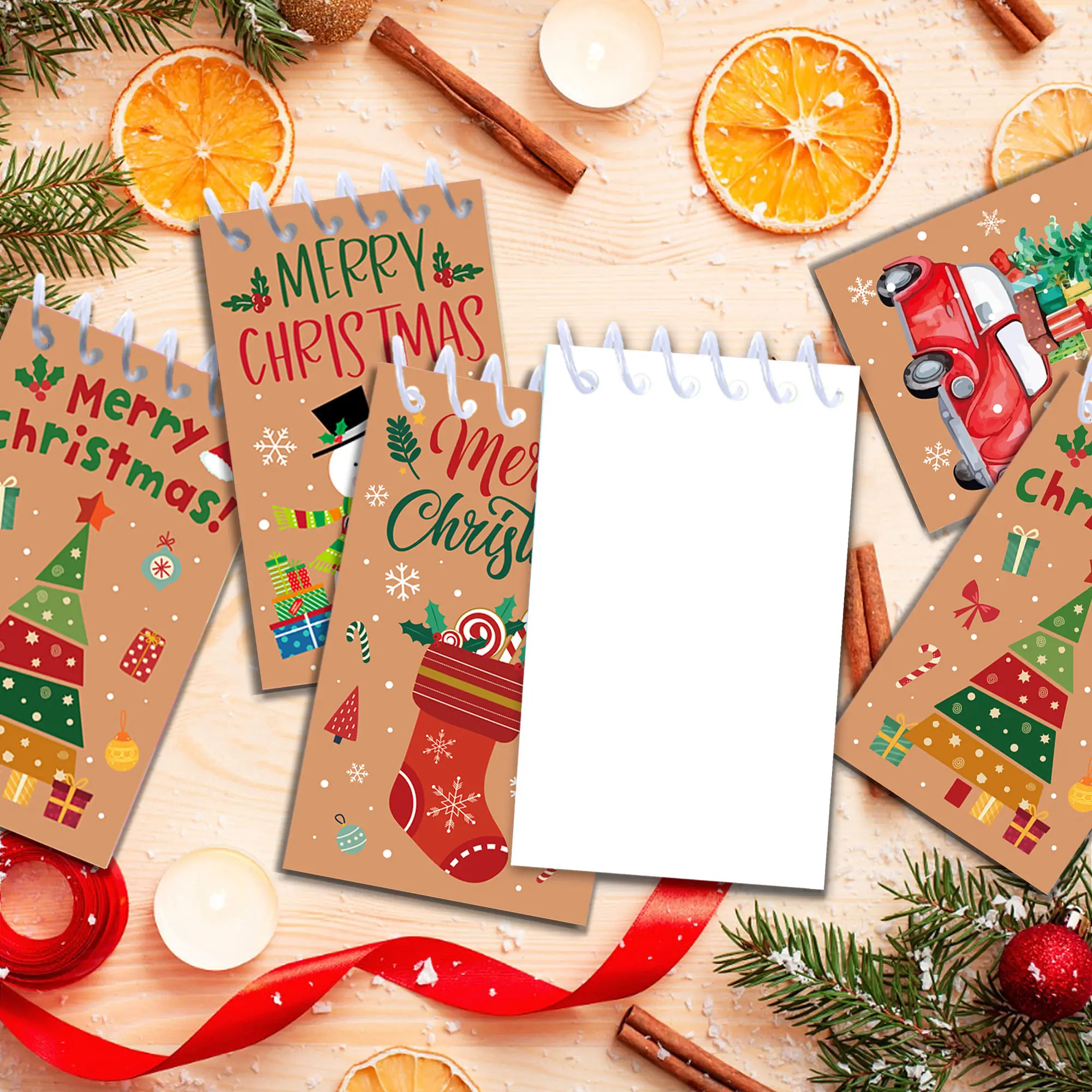 8/16/24 قطعة عيد الميلاد دوامة جيب دفتر المحمولة مذكرة الوسادة الصغيرة لفائف كتيب دفتر يوميات المدرسة لوازم الحفلات #5