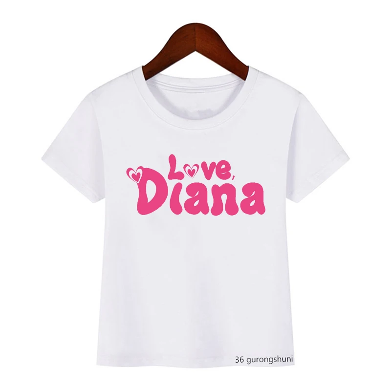 2022 Girls T-Shirt Cute The Kids Diana Show Cartoon Print Children\'S Tshirts Summer Fashion Girls Clothes White Pink Shirt Tops