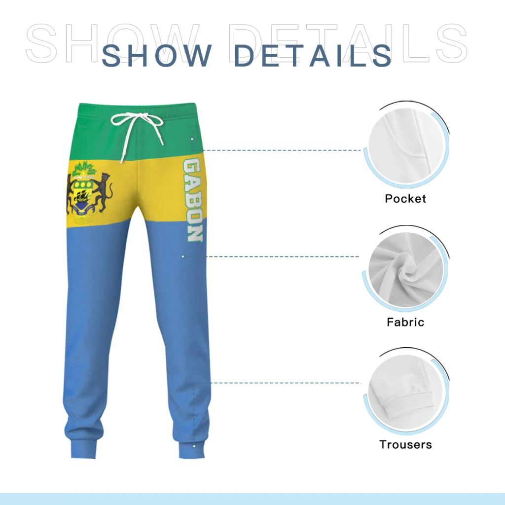 Mens Sweatpants Gabon Flag Gabonese Pants with Pockets Joggers Soccer Football Multifunction Sports Sweat With Drawstring - Image 5