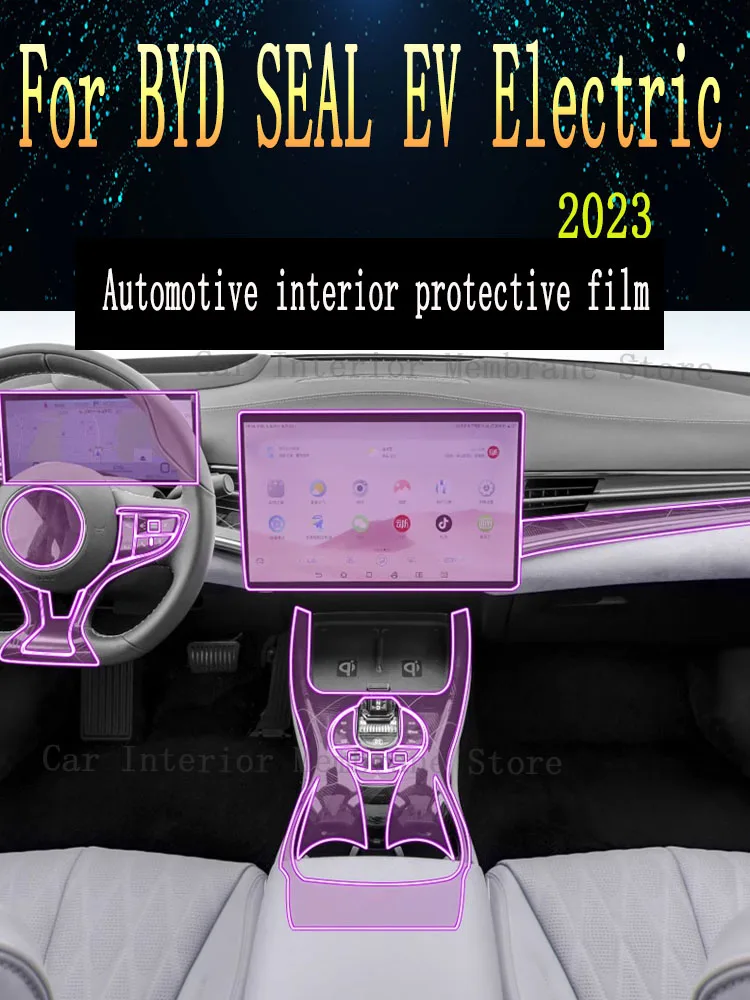 For BYD SEAL EV Electric 2023 Navigation Center Console Gear Panel Screen TPU Car Interior Protective Film Anti-Scratch Sticker