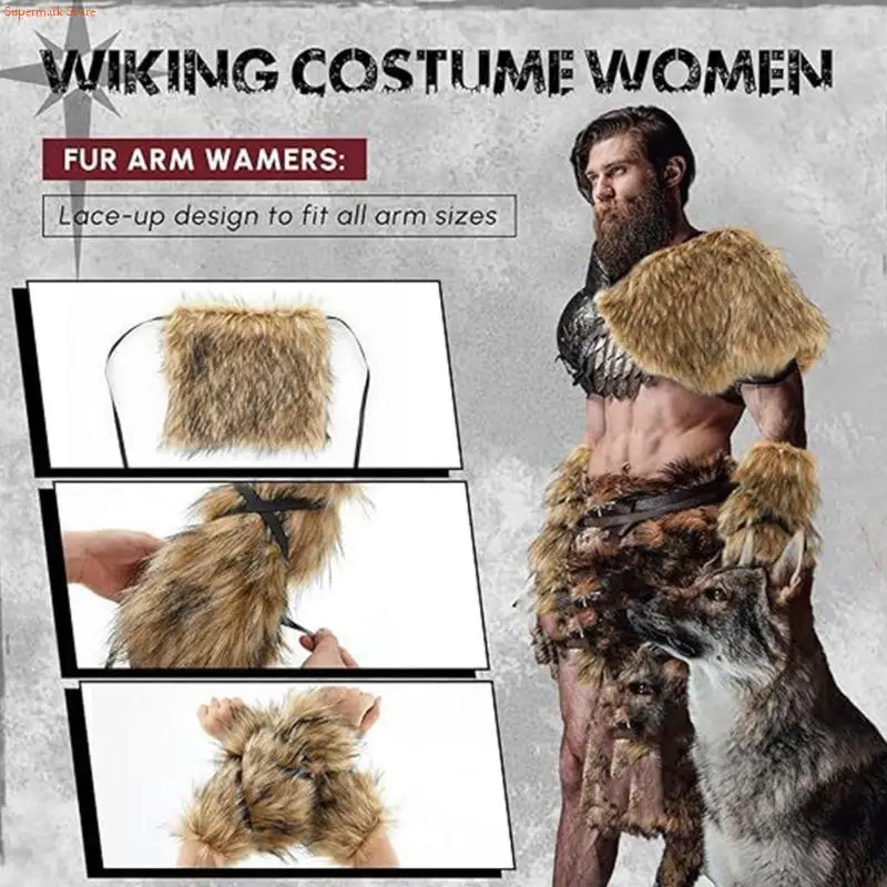 Q5we peles artificiais manga braço para homens roupas halloween mangas ombro destacáveis ​​performances teatro