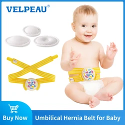 VELPEAU Umbilical Hernia Belt for Baby Newborn Navel Support Anti-Slip for Infant Belly Button Band with 3 Compress Pads