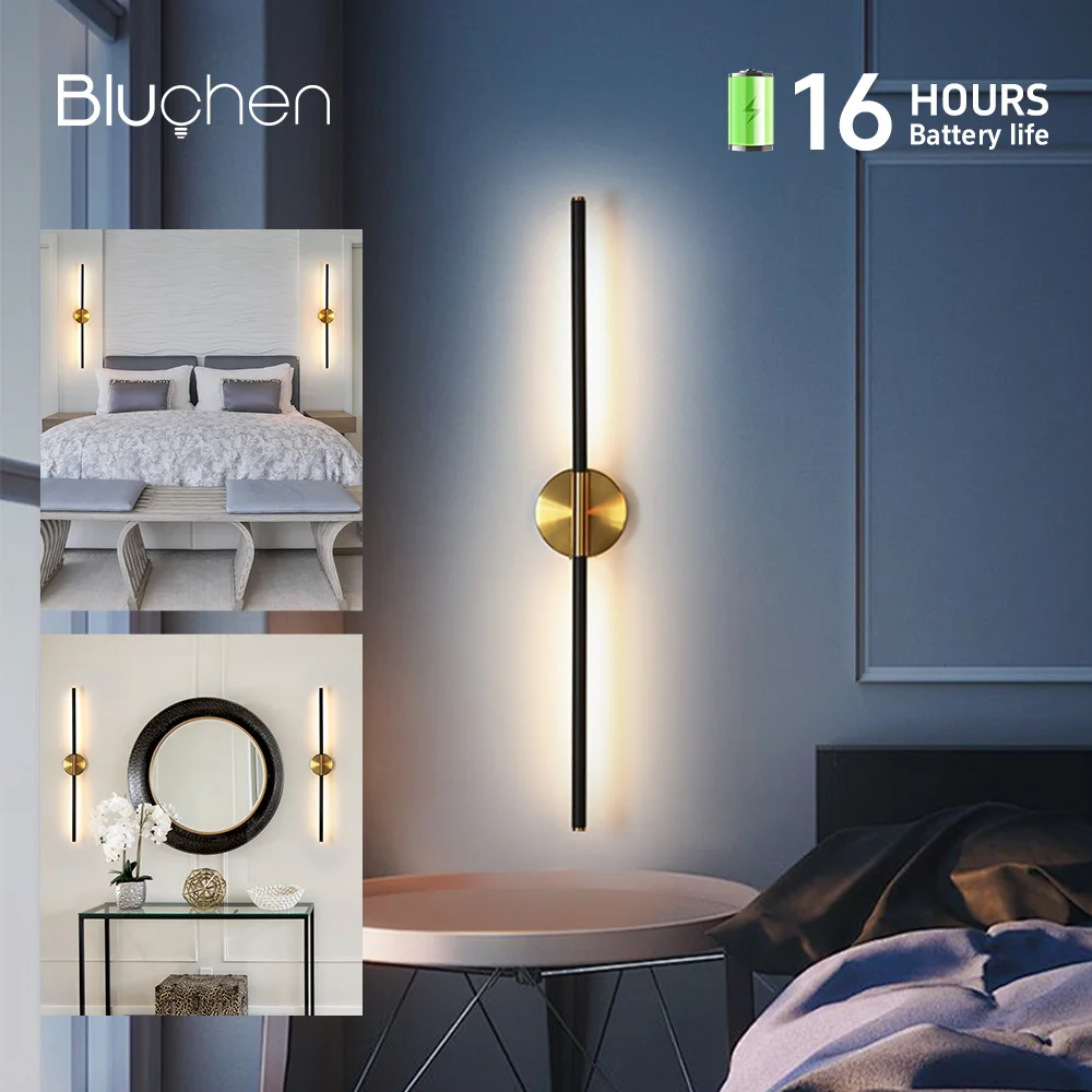 قابلة للشحن وحدة إضاءة LED جداريّة مصباح 4400mAh 16H عن بعد عكس الضوء المغناطيسي و جدار جبل قضبان قابلة للفصل USB نوع-C إضاءة داخلية المنزل #2