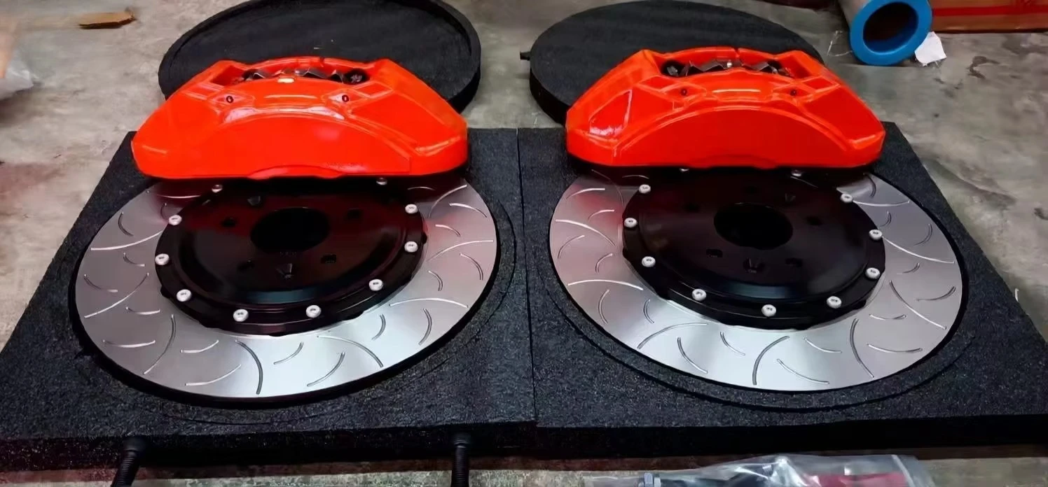 

Big Four Piston F55 Brake Caliper Kit with Brake Discs, Pads, Hose and Bracket for Front Wheel 17/18/19