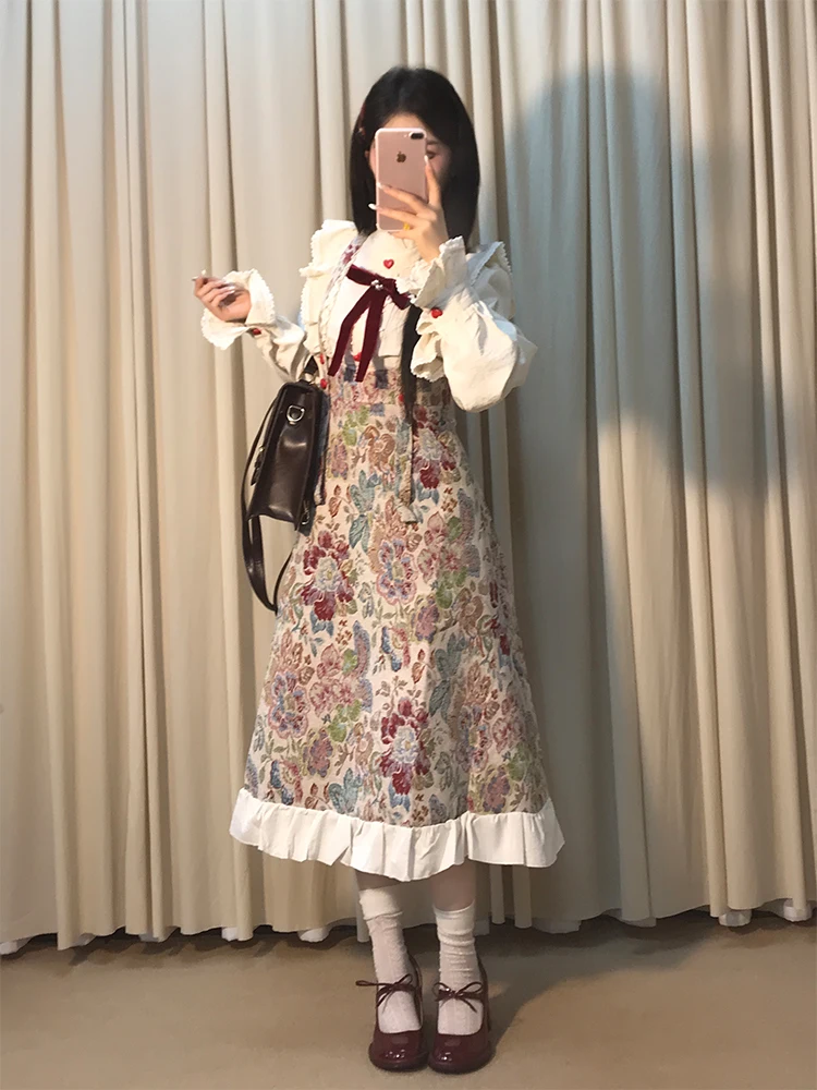 Herbst 2025, neuer chinesischer Stil, nationaler Trend, Retro-Stickerei, Riemen, lang, Dr, Stehkragen, Knoten, Irt, zweiteiliges Set