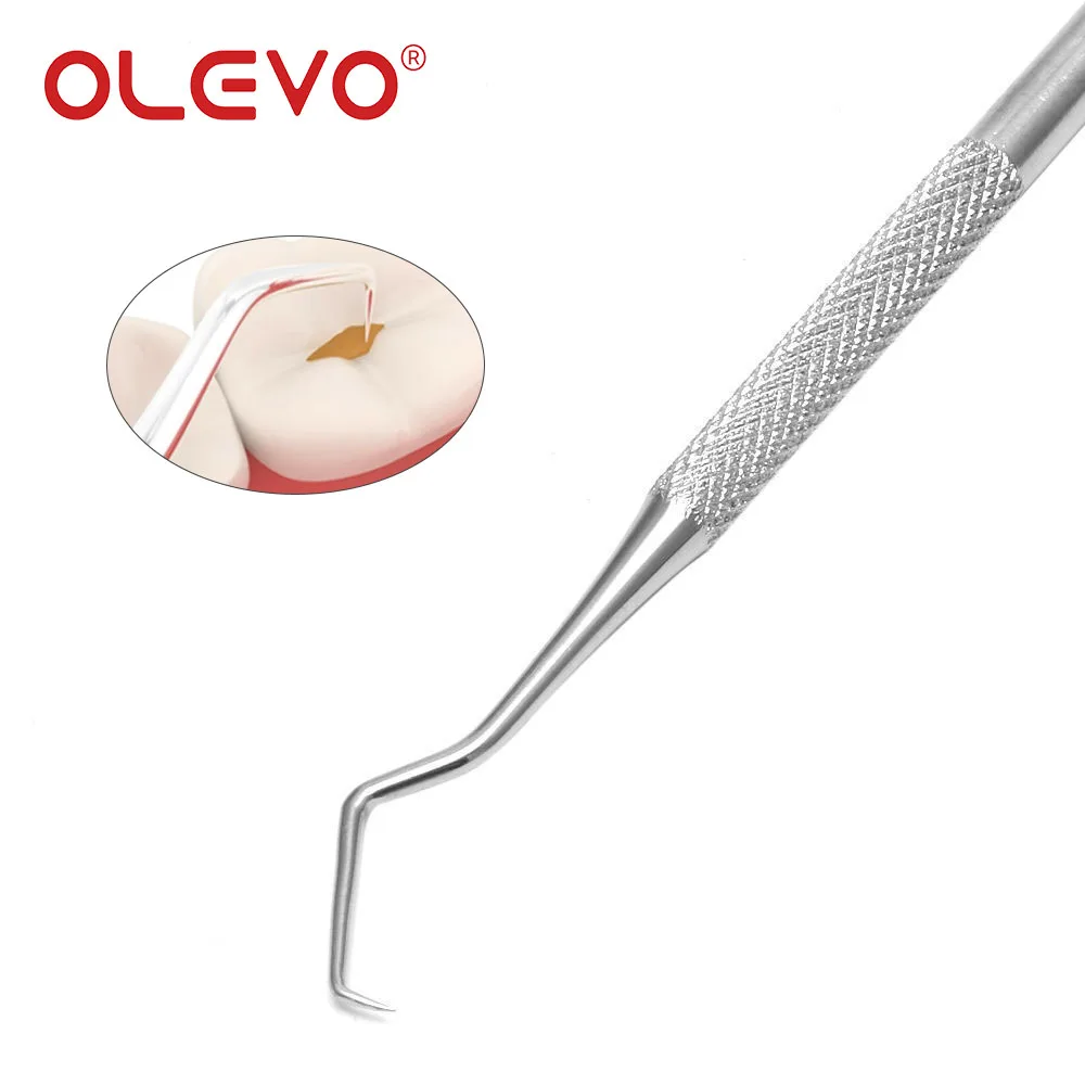 OLEVO-Sonda de explorador Dental, herramienta de acero inoxidable de doble punta, raspador, Limpieza de manchas de dientes, higiene bucal, 3/5 piezas