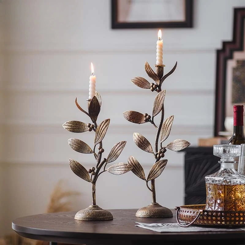 

Home Decoration Candle Holder Iron Candle Stand Plant Flower Countertop Ornament American Wedding Centerpieces for Tables