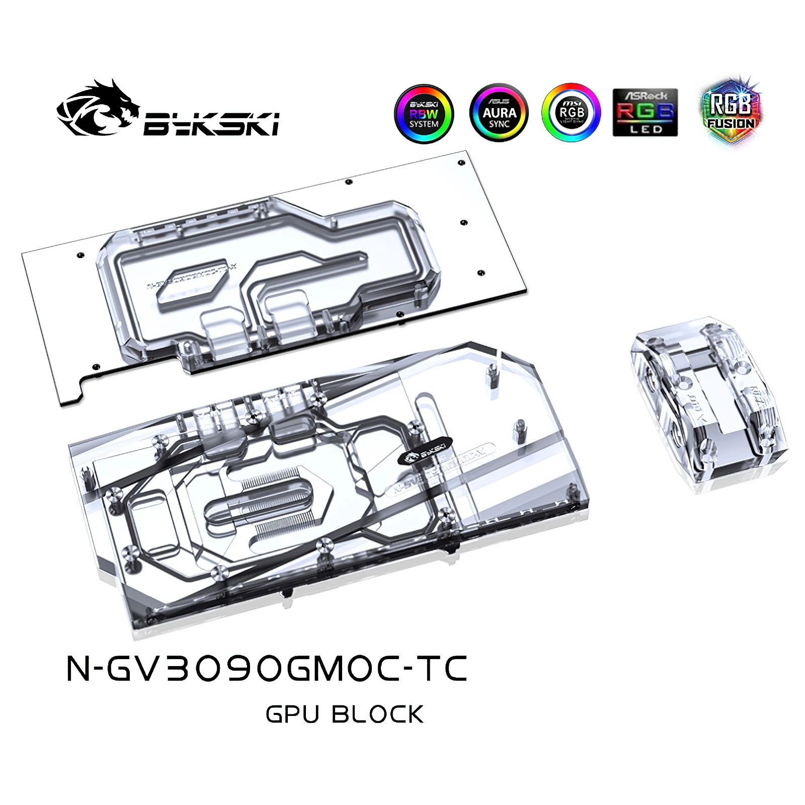 Bykski Dual Side Liquid Cooling GPU Block for  GIGA RTX3080 3090 GAMING OC N-GV3090GMOC-TC