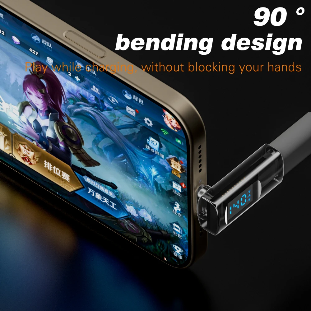 UGOURD USB4 40Gbps Side Bend USB-C Adapter 90 Degree Bend Cable Connector for Laptop and Tablet 140W Charging Mid Bend U-shaped