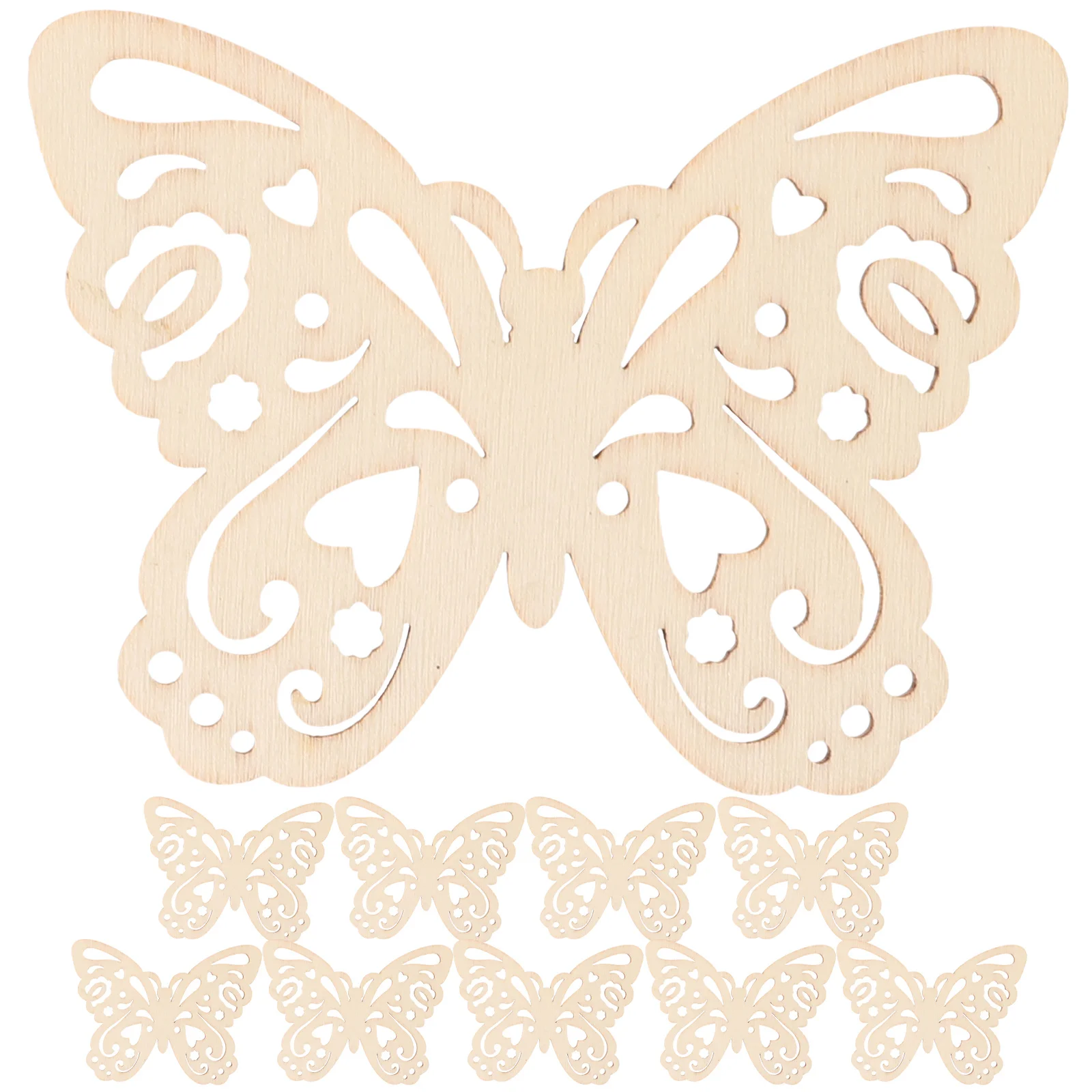 

10pcs 80Mm Wood Slice Natural Wooden Craft Material Diy Christmas Ornament Kids Art Project Supplies Butterfly Heart Shape