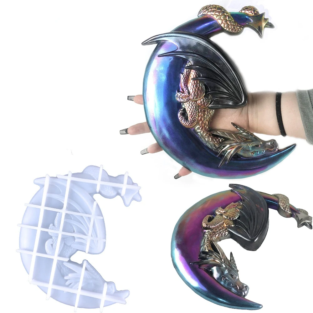 3D Flying Dragon Moon Wall Decoration Silicone Mold DIY Handicraft Wall Living Room Desktop Decoration Epoxy Resin Molds - Image 5