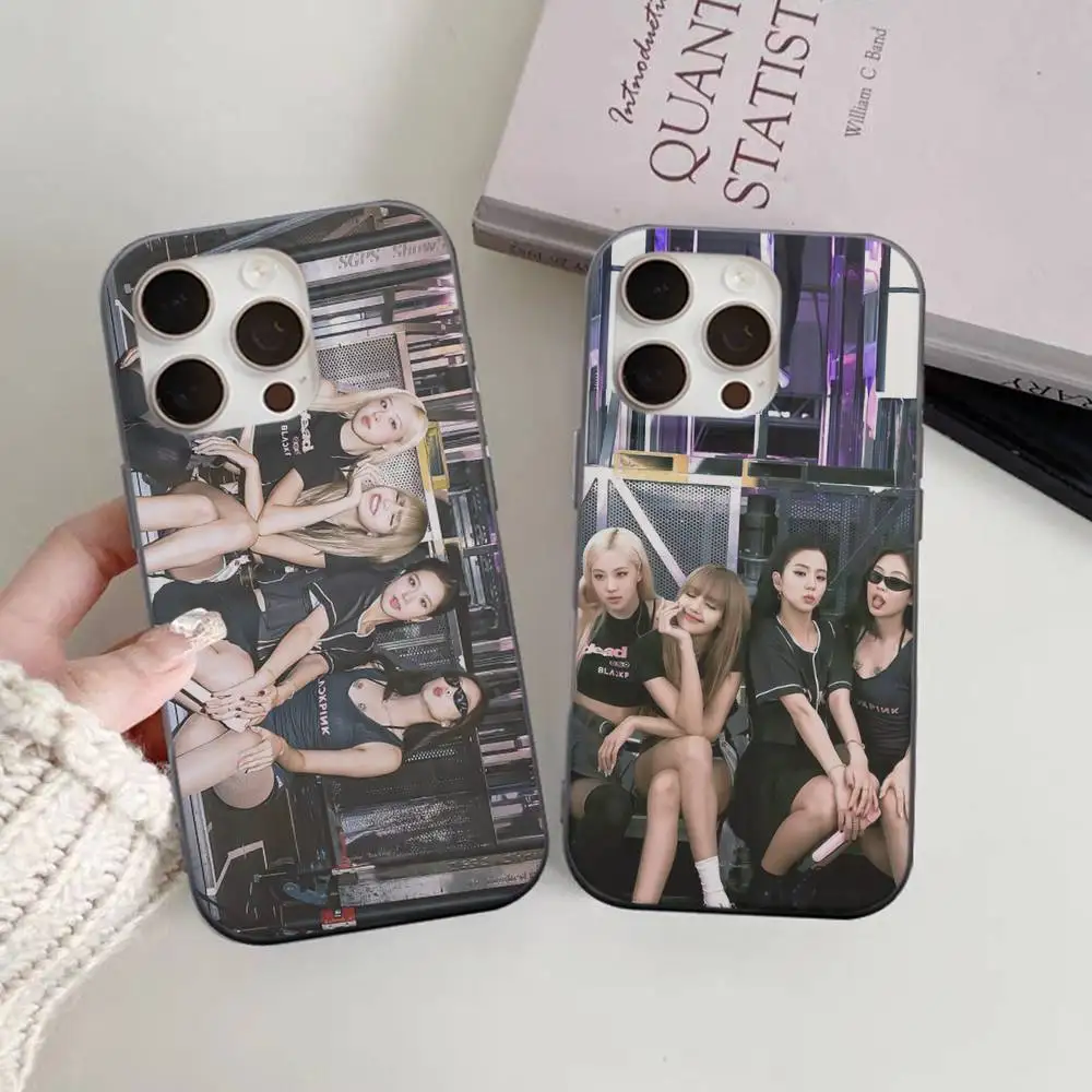 Popular K-pop B-Black Groups Pinkes Phone Case For IPhone 11 12 13 14 15 16 17 Pro Max PLUS Pro Wave Corrugated Silicone Case