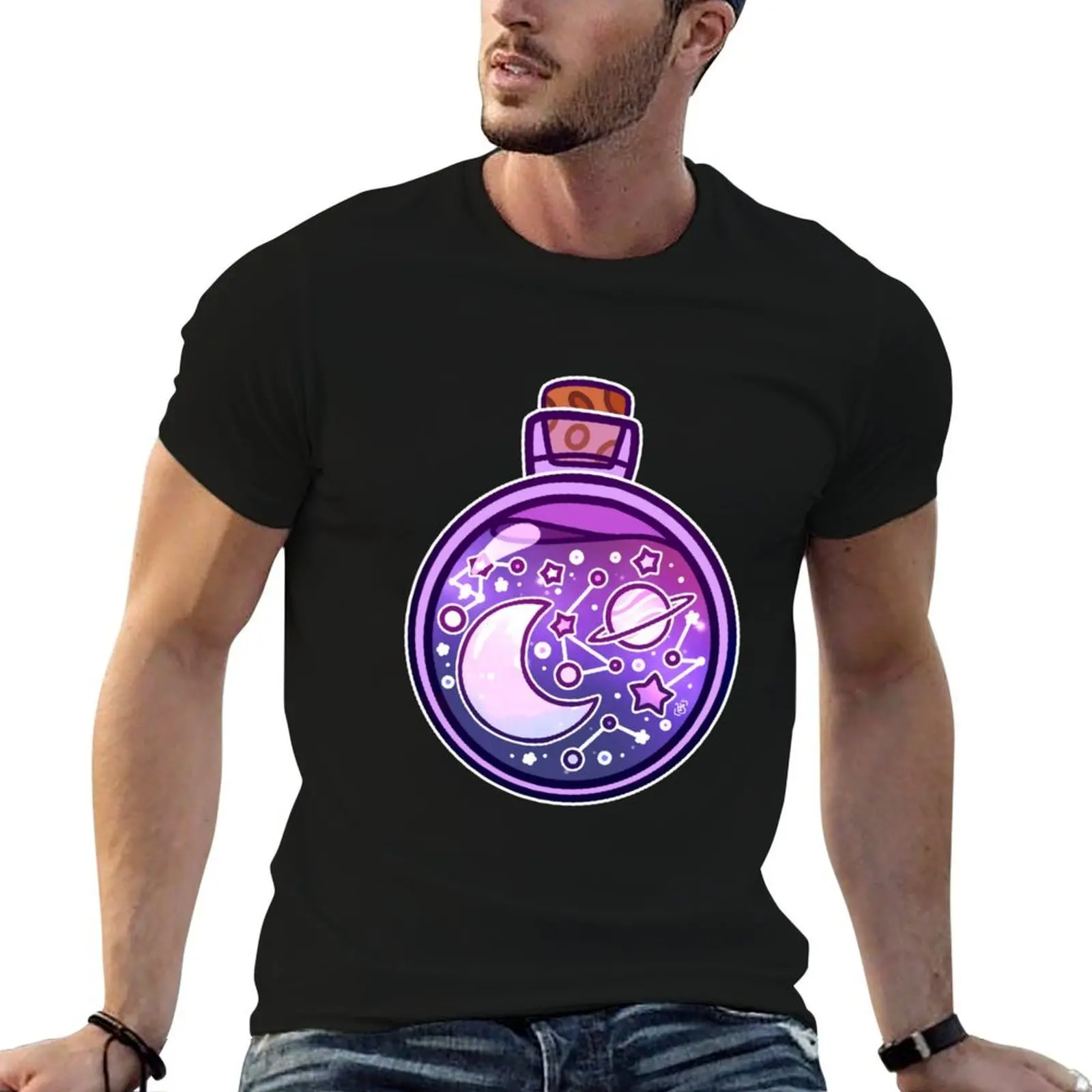 Camiseta Galaxy Potion Bottle, camisetas estampadas para hombre, paquete de camisetas blancas para hombre, camiseta de marca de lujo 100% algodón